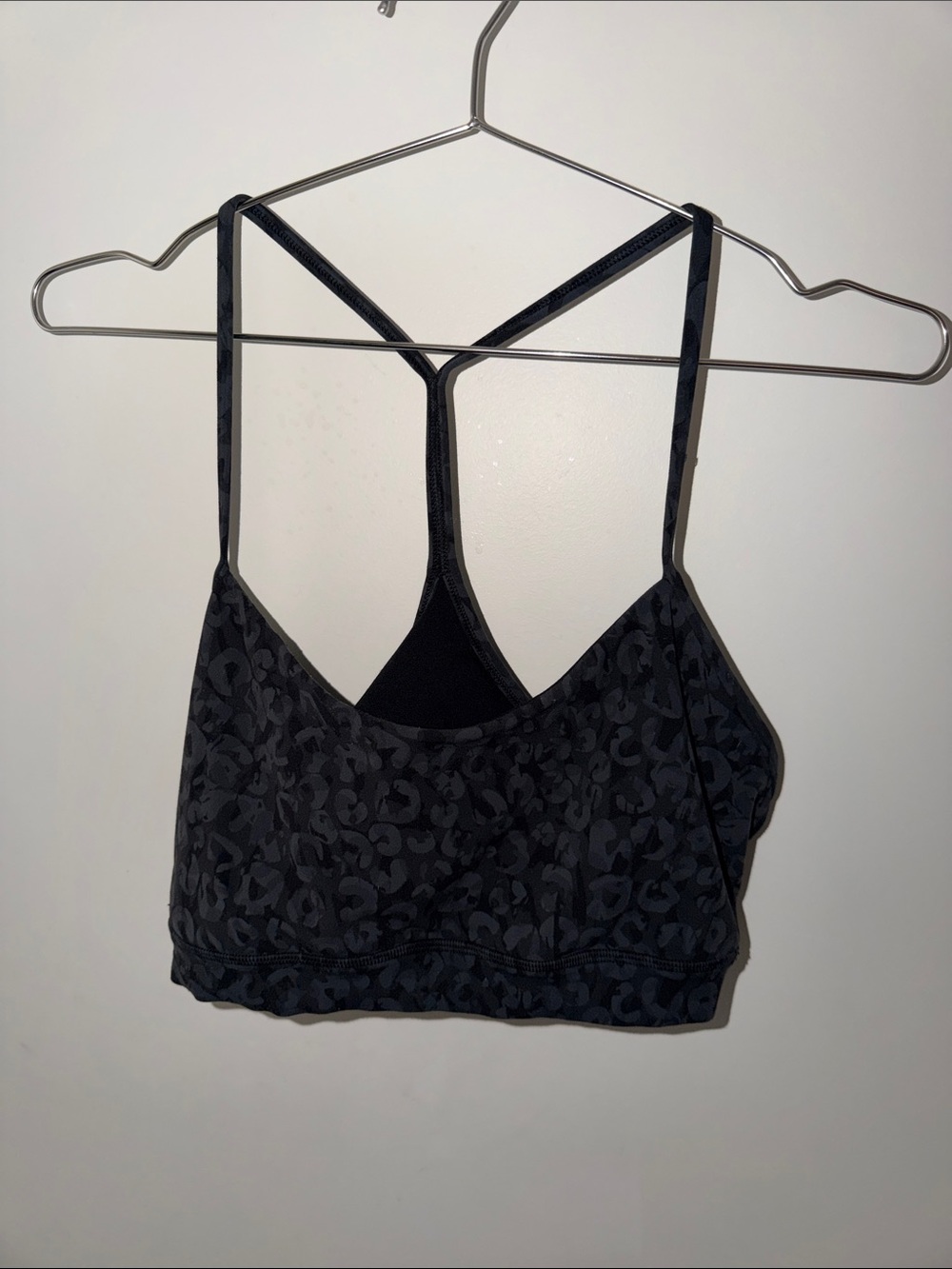 Lululemon Charcoal Leopard Print Strappy Sports Bra